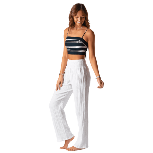 Lotus and Luna Wide Leg Cotton Pants - White