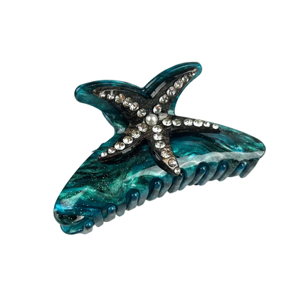 SSR Rhinestone Jewel tone Pearl Starfish Hair Claw Clip