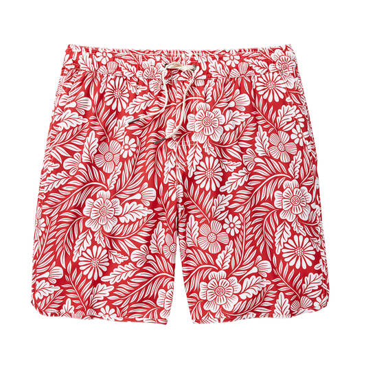 Fair Harbor The Anchor Men's Boardshort - Red Hawaiian Floral