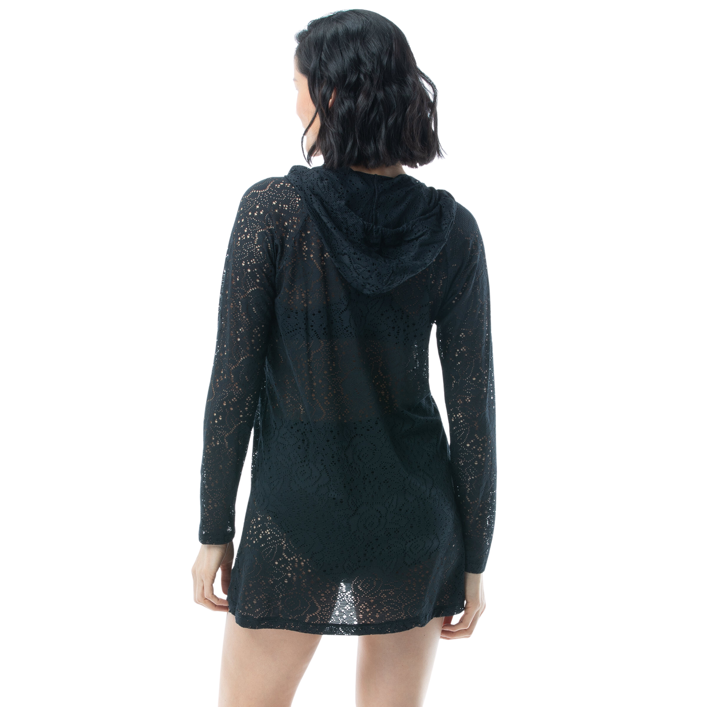 Beach House Crochet Solei Indra Hooded Coverup Jacket - Black - FINAL SALE