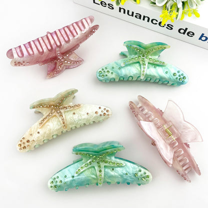 SSR Acetate Rhinestone Pastel Starfish Hair Claw Clip