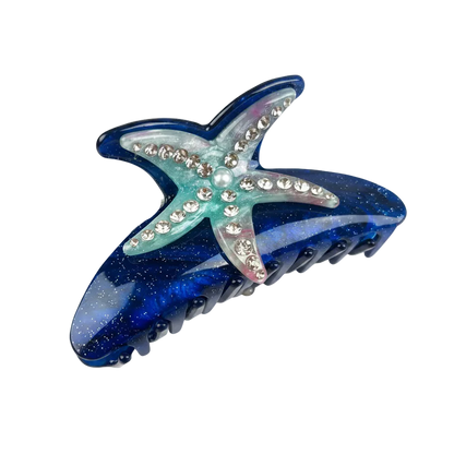 SSR Rhinestone Jewel tone Pearl Starfish Hair Claw Clip