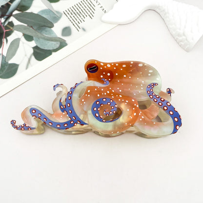 SSR Blue Ring Octopus Hair Claw Clip - White