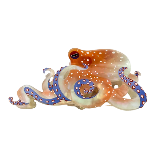 SSR Blue Ring Octopus Hair Claw Clip - White