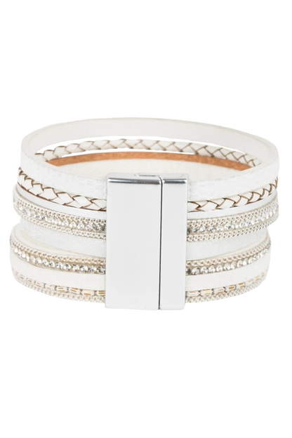 Saachi Santorini Pearl Vegan Leather Wrap Bracelet - White