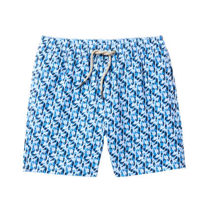 Fair Harbor Kid's Bayberry Swim Trunk - Wave Blue Seahorse - FINAL SALE