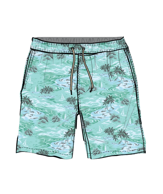 Fair Harbor Kid's Bayberry Swim Trunk - Aqua Waters