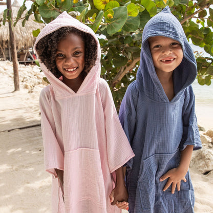 Snapper Rock Beach Poncho - Denim Blue - FINAL SALE