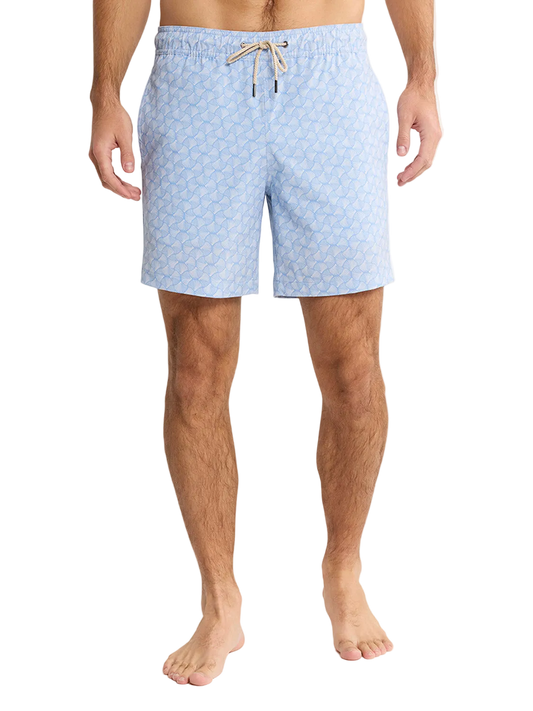 Fair Harbor Men's The Bayberry Swim Trunk Boardshorts - Sky Blue Shells