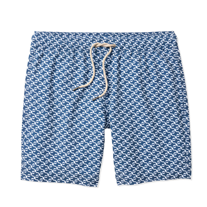 Fair Harbor Men's The Bayberry Swim Trunk Boardshorts - Navy Geo