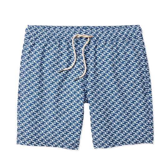 Fair Harbor Men's The Bayberry Swim Trunk Boardshorts - Navy Geo