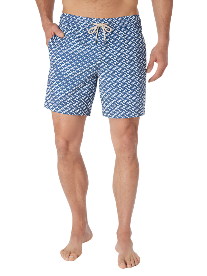 Fair Harbor Men's The Bayberry Swim Trunk Boardshorts - Navy Geo