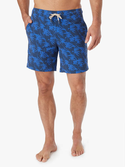 Fair Harbor Men's The Bayberry Swim Trunk Boardshorts - Navy Windy Palms - FINAL SALE