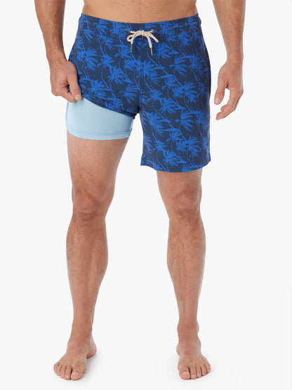 Fair Harbor Men's The Bayberry Swim Trunk Boardshorts - Navy Windy Palms - FINAL SALE