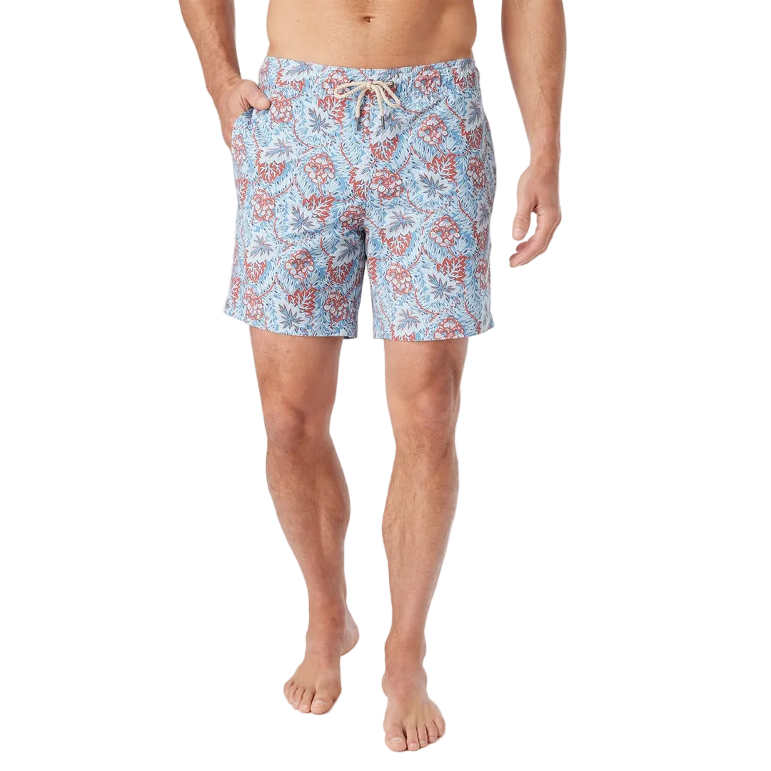 Fair Harbor Men's The Bayberry Swim Trunk Boardshorts - Sky Blue Beach Forest