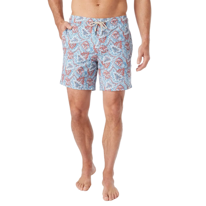 Fair Harbor Men's The Bayberry Swim Trunk Boardshorts - Sky Blue Beach Forest