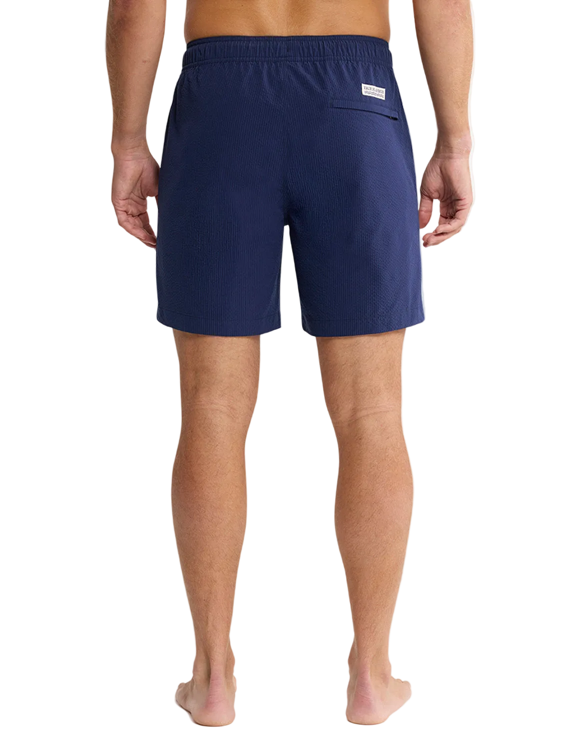 Fair Harbor Men's The Bayberry Swim Trunk Boardshorts - Navy Seersucker