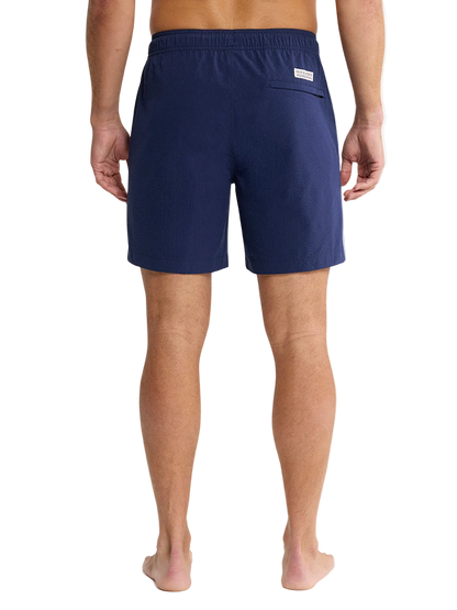 Fair Harbor Men's The Bayberry Swim Trunk Boardshorts - Navy Seersucker
