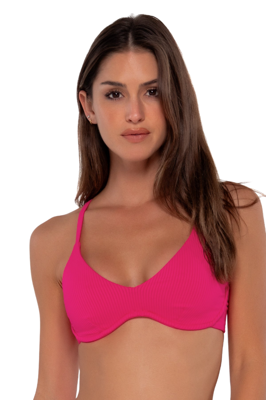 Sunsets Brooke U-Wire Bikini Top - Begonia Sandbar Rib