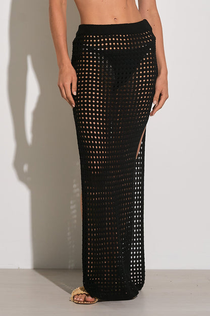 Elan Avda Crochet Maxi Skirt - Black - FINAL SALE