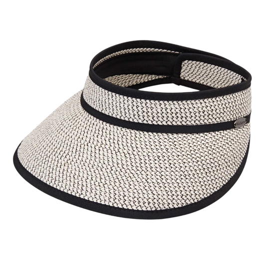 Wallaroo Women's Charlie Packable Sun Visor - Ivory/Black