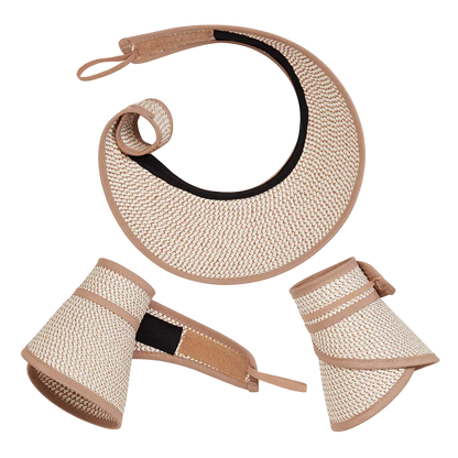 Wallaroo Charlie Packable Sun Visor - Ivory/Taupe