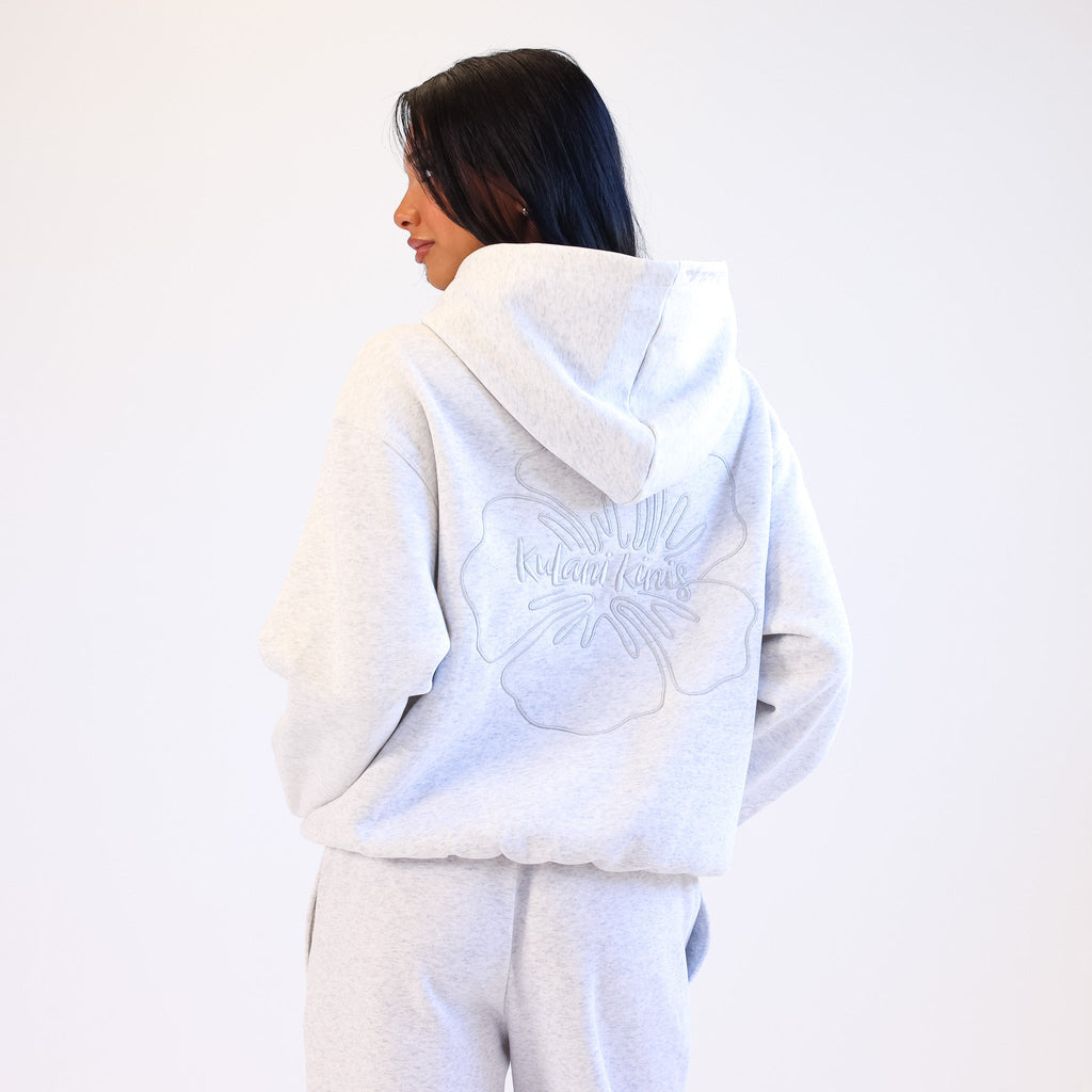 Kulani Kinis Embroidered Hoodie - Silver Stone