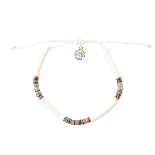 Pineapple Island Malabar Clay Beaded Bracelet - White/Earth