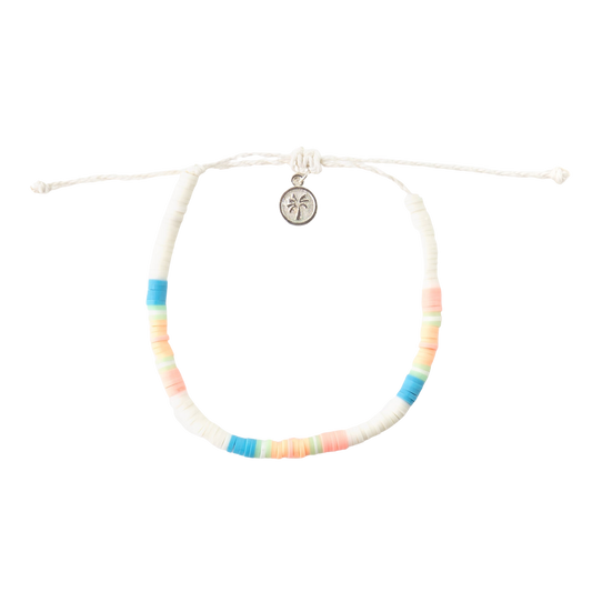 Pineapple Island Malabar Clay Beaded Bracelet - White/Pastel