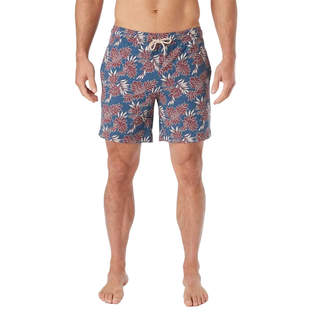Fair Harbor Men's The Bayberry Swim Trunk Boardshorts - Navy Crimson Leaves
