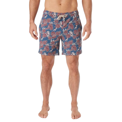 Fair Harbor Men's The Bayberry Swim Trunk Boardshorts - Navy Crimson Leaves