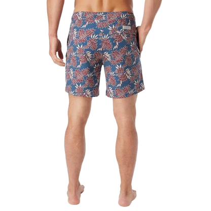 Fair Harbor Men's The Bayberry Swim Trunk Boardshorts - Navy Crimson Leaves