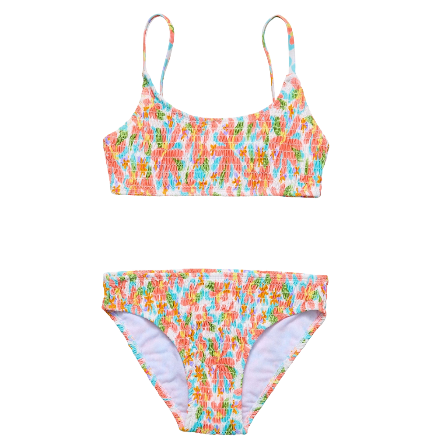 Snapper Rock Sustainable Shirred Girl's Bikini Set - Hawaiian Luau