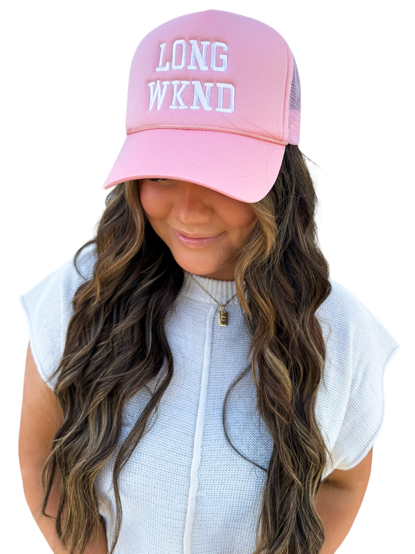 David And Young Long Wknd Mesh Trucker Hat - Blush