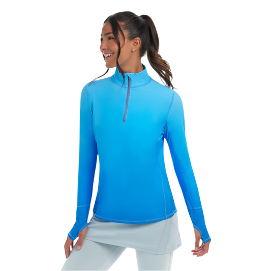 Jantzen Relaxed Mock Neck Zip Rashguard - Infinity Blue