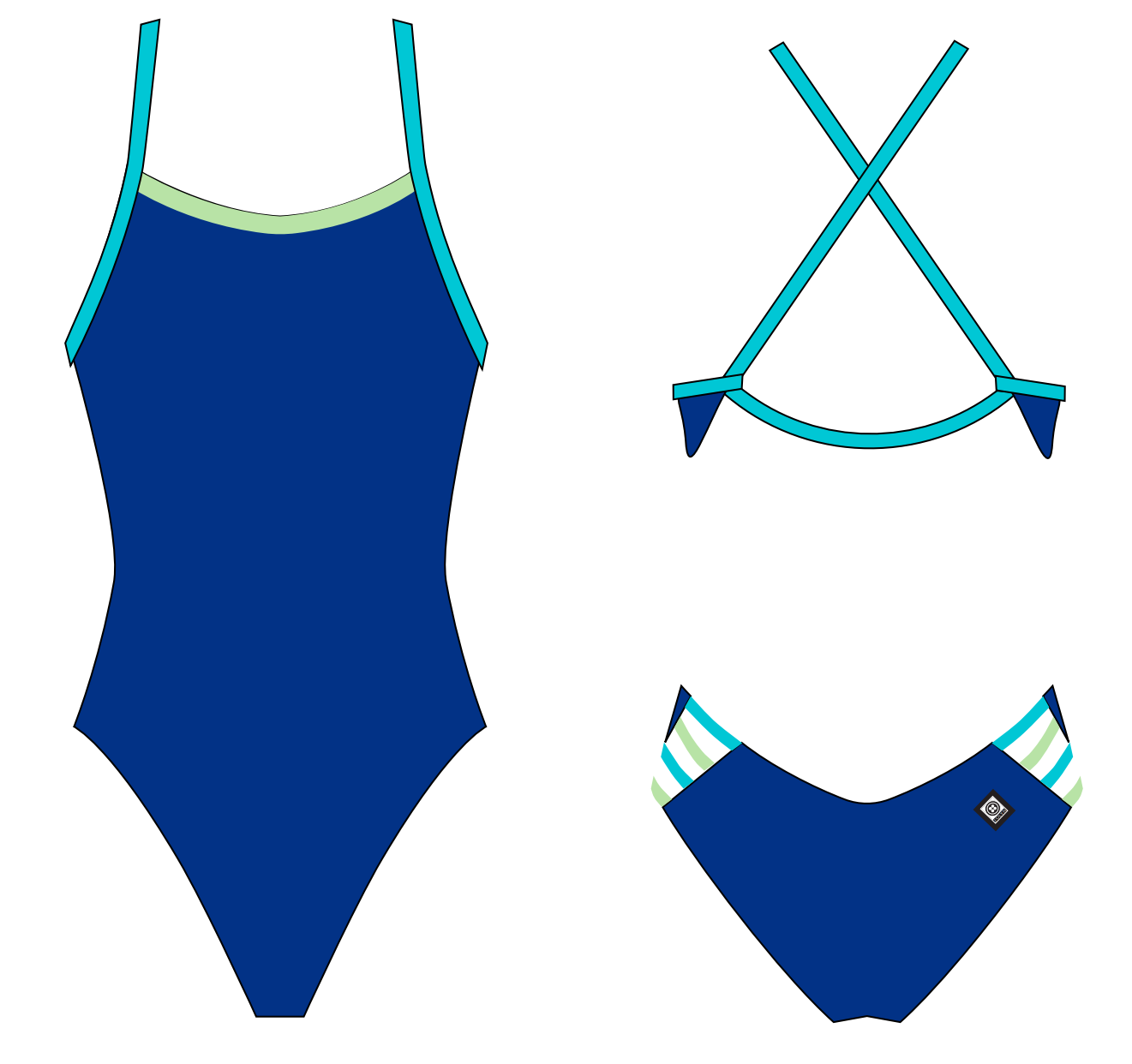 Jolyn Julian 2 Contrast Swim Onesie - Blueberry Mint Multi