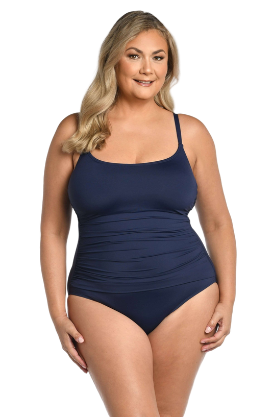 La Blanca Island Goddess Plus Lingerie Mio One Piece Swimsuit - Indigo