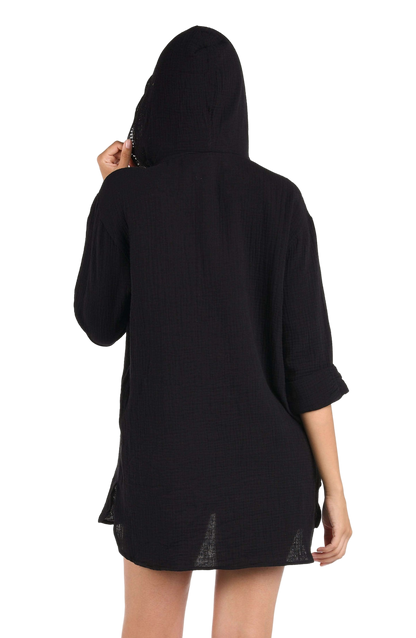 La Blanca Seaside Covers Hoodie Coverup - Black