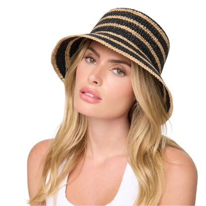 L Space Isadora Bucket Hat - Natural/Black - FINAL SALE