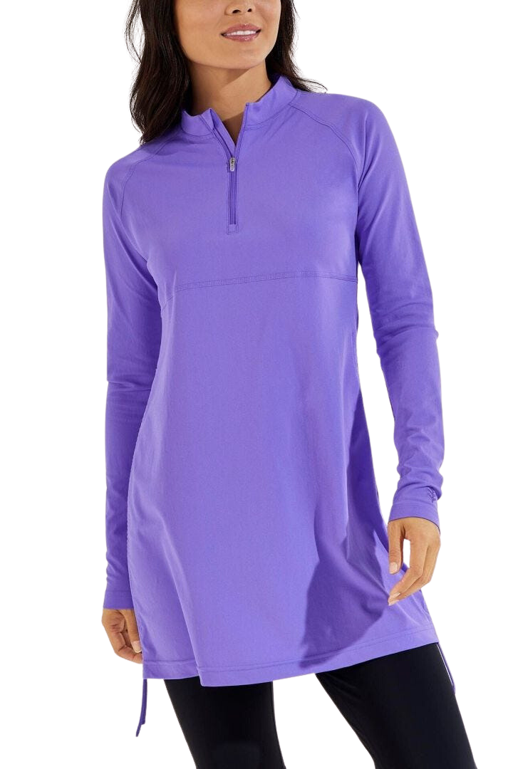 Coolibar Lawai Ruche Swim Shirt UPF 50+ -  Tropical Violet - FINAL SALE