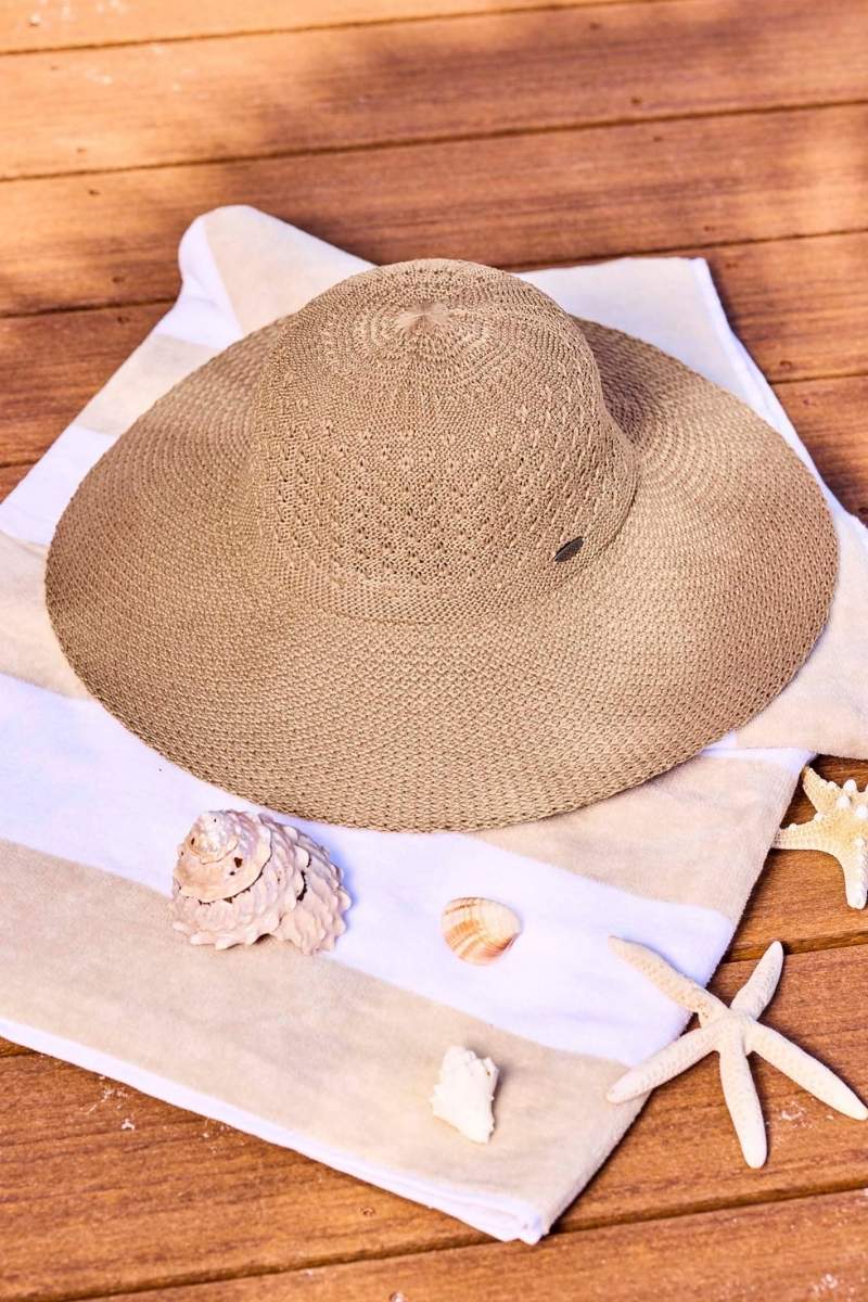 Coolibar Perla Packable Wide Brim Hat UPF 50+ - Tan