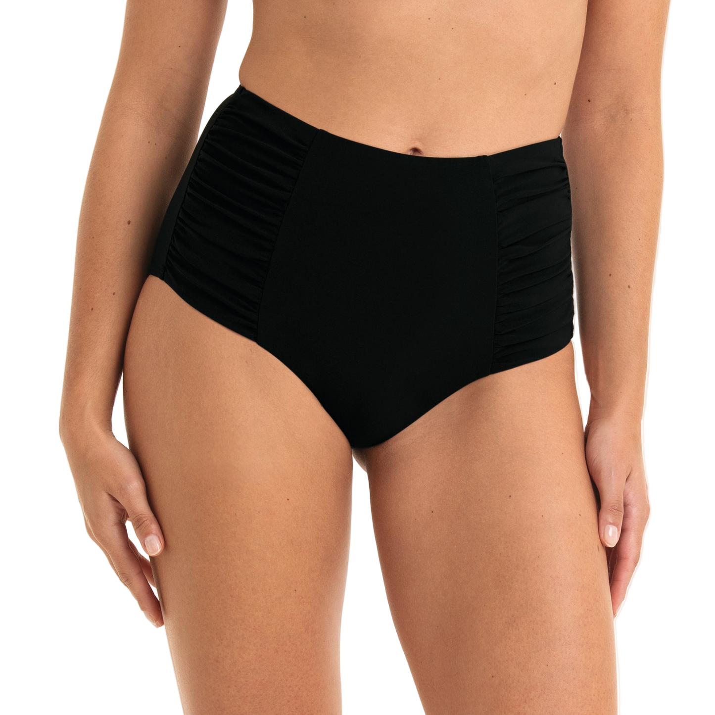 Anita High Rise Ruched Swim Bottom - Black