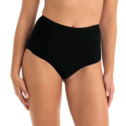 Anita High Rise Ruched Swim Bottom - Black