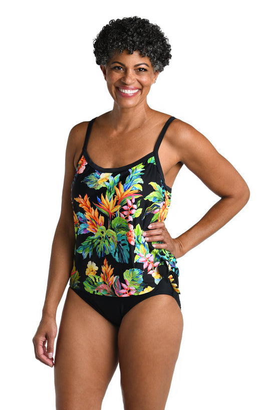 Maxine Of Hollywood Scoop Neck Faux Tankini One Piece - Oahu - FINAL SALE!