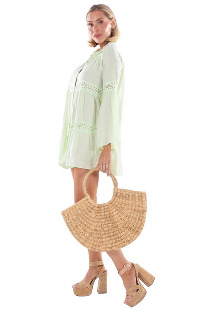 Seaspice Alma Long Sleeve Mini Dress - Baby Green - FINAL SALE