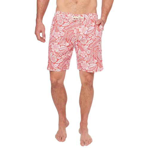 Fair Harbor The Anchor Men's  Swim Trunk Boardshort - Red Hawaiian Floral - FINAL SALE