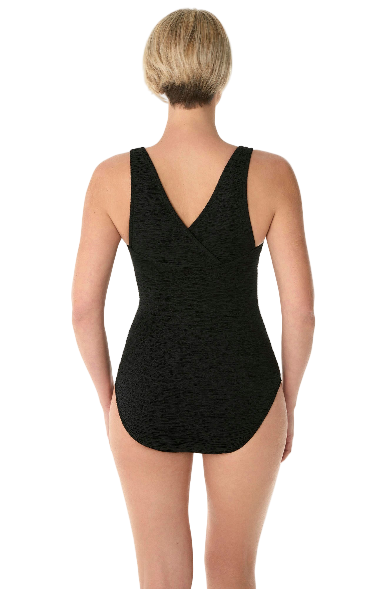 Penbrooke Krinkle Chlorine Resistant Cross Back One Piece Swimsuit - Black