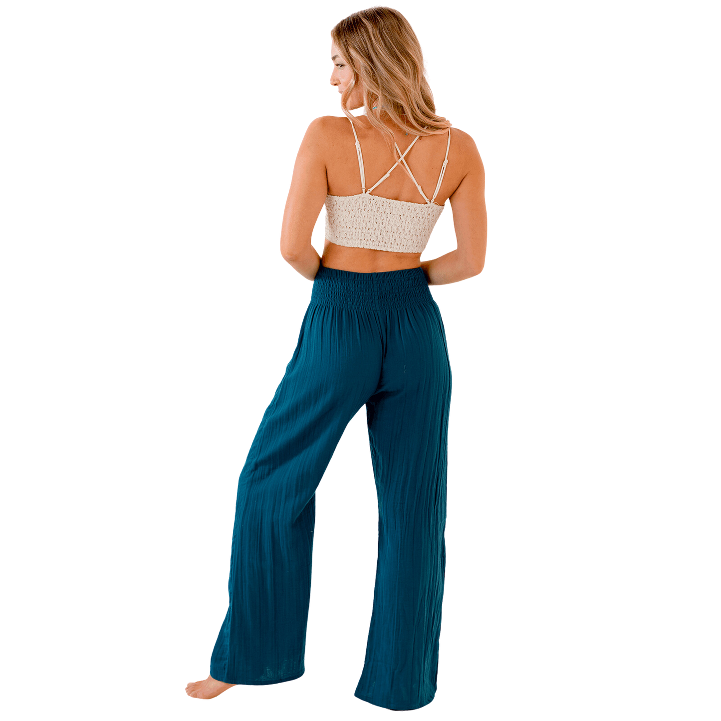 Lotus and Luna Wide Leg Cotton Pants - Pacific