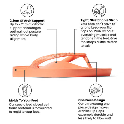 Archies Arch Support Flip Flops - Peach