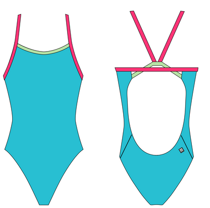 Jolyn Perry Contrast Swim Onesie - Hawaii Blue Multi